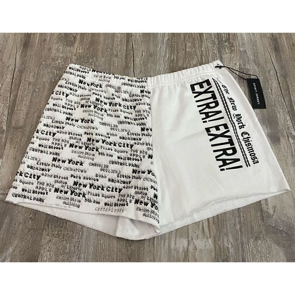 Spirit Jersey New York Puff Print Sweat Shorts Size Medium